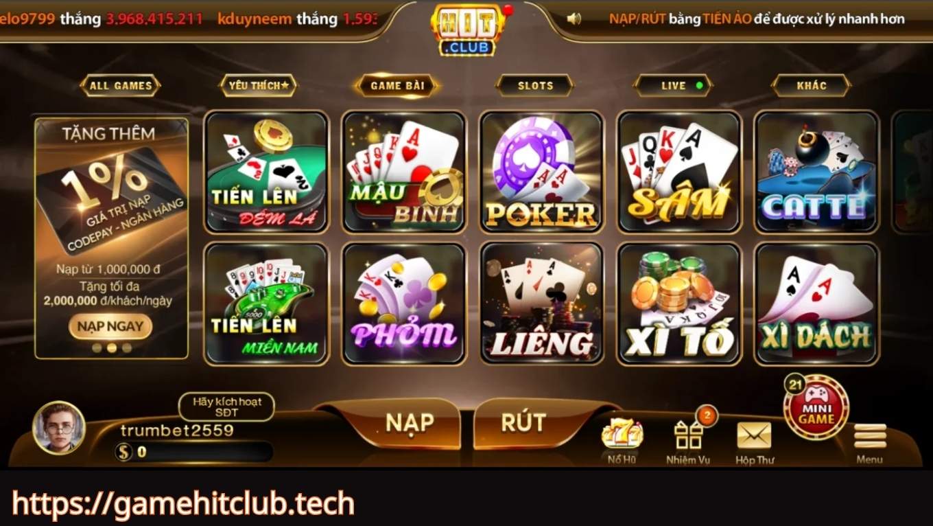 Giới thiệu đôi nét về sảnh game bài Hitclub